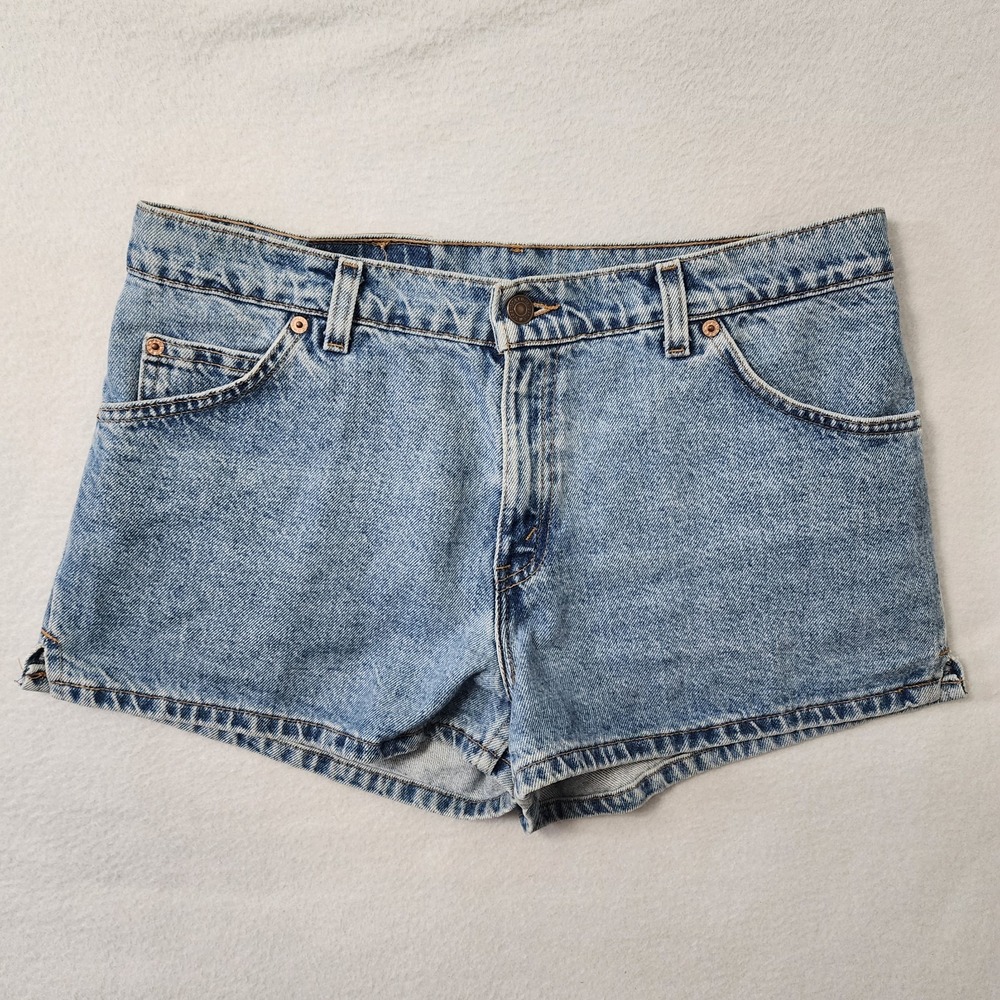 Vintage Y2k Levis 912 Shorts Womens 13 (34) Blue High Rise Denim Slim Fit